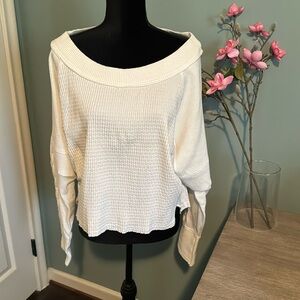 Free People White Off Shoulder Sweater
